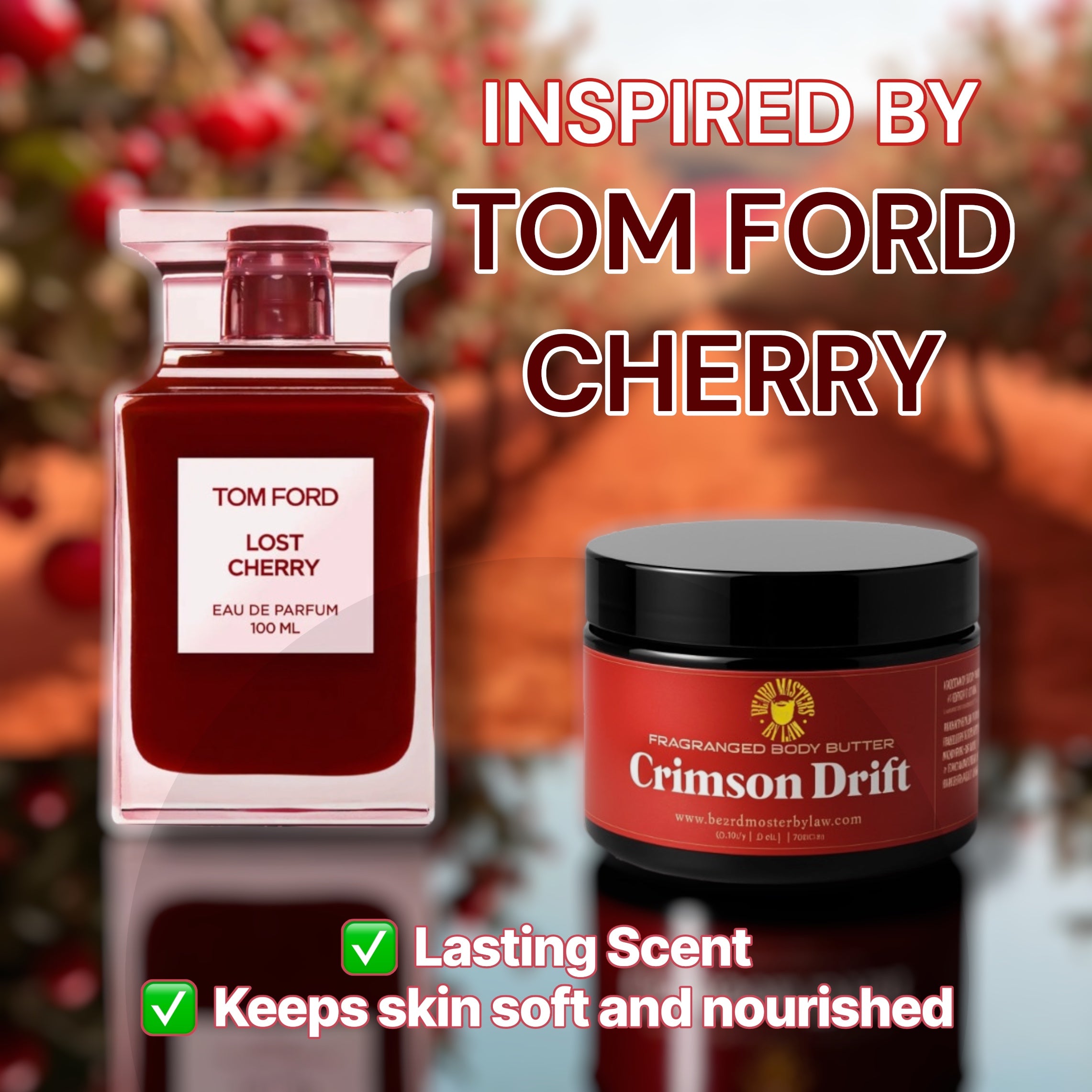 Crimson Drift ( Men Fragrance Body Butter) (scent of Tom Ford's Lost Cherry) 8oz
