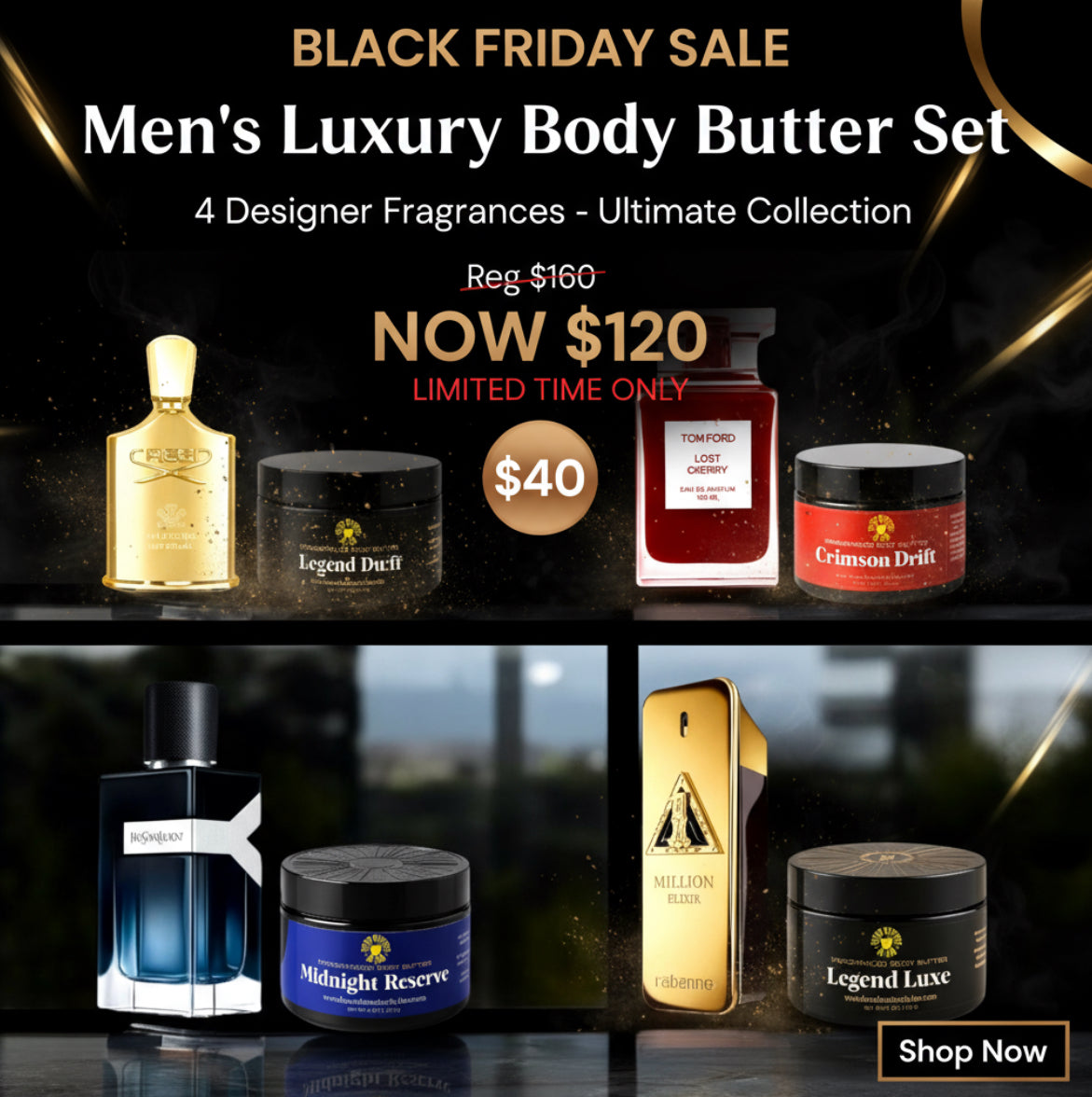 Men's Luxury Body Butter Set - 4 Designer Fragrances 8oz | Beard Masters by Law