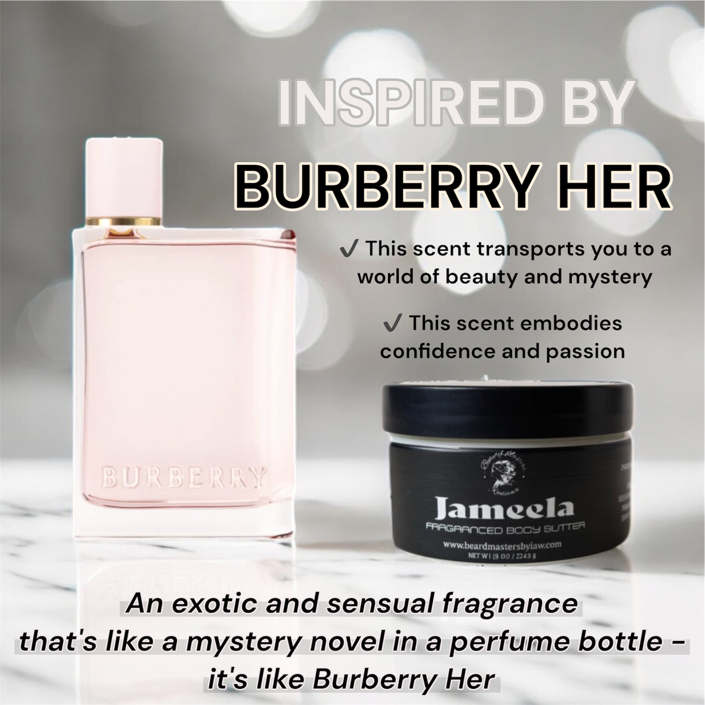 Jameela ( Women Fragrance Body Butters) (it's like Burberry Her) 8oz (Burberry Her®️-property of Burberry Group plc.)
