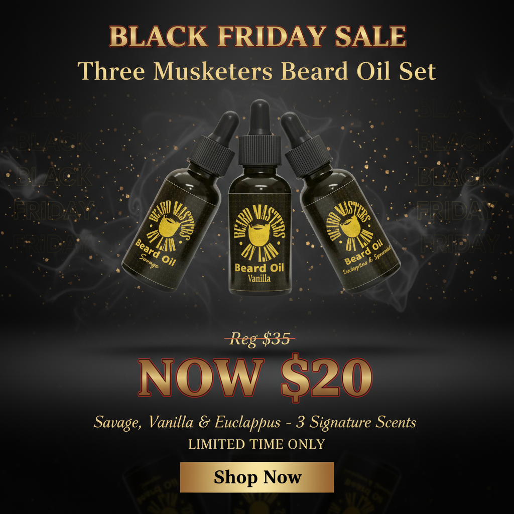 Black Friday Sale - Three Musketeers Beard Oil Set $20 Landing Page