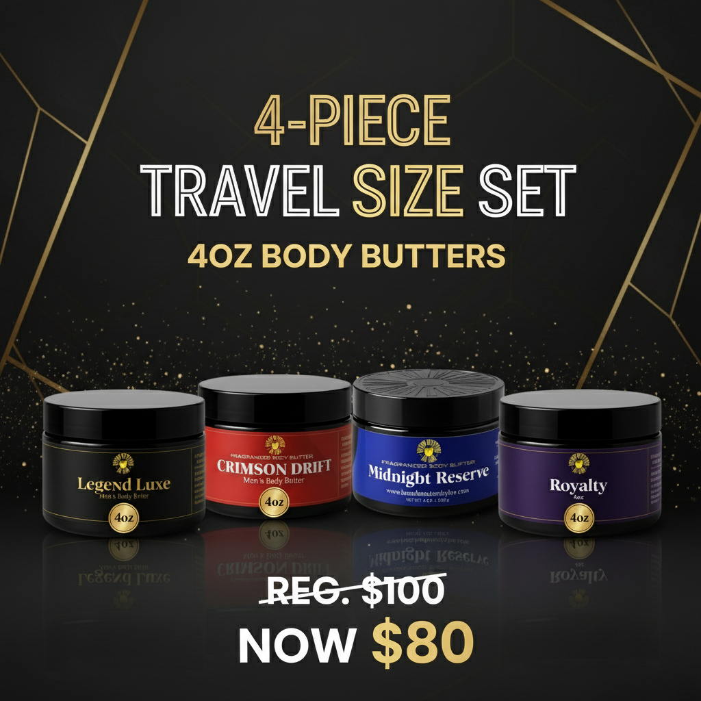 Travel Size Body Butter Set - 4 Designer Fragrances 4oz | Beard Masters by Law